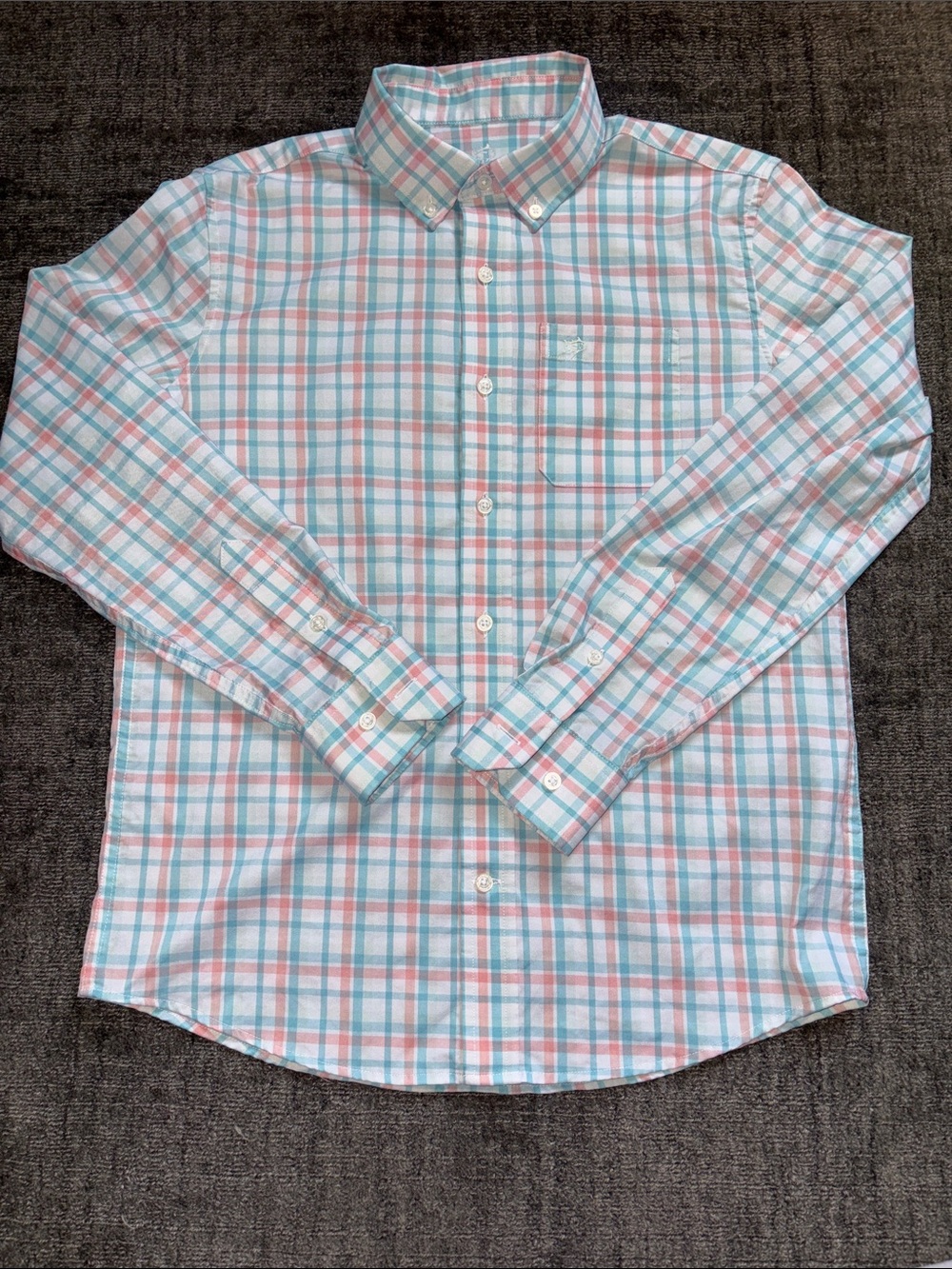 Southern Tide Plaid Button-Down Shirt — Blue & Pink